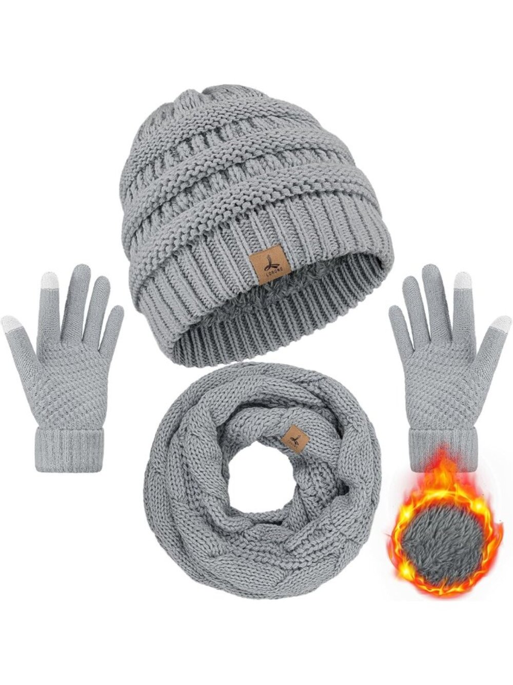 Cozy Winter Beanie, Scarf & Gloves Set - Unisex Fleece Knit Accessories Gift